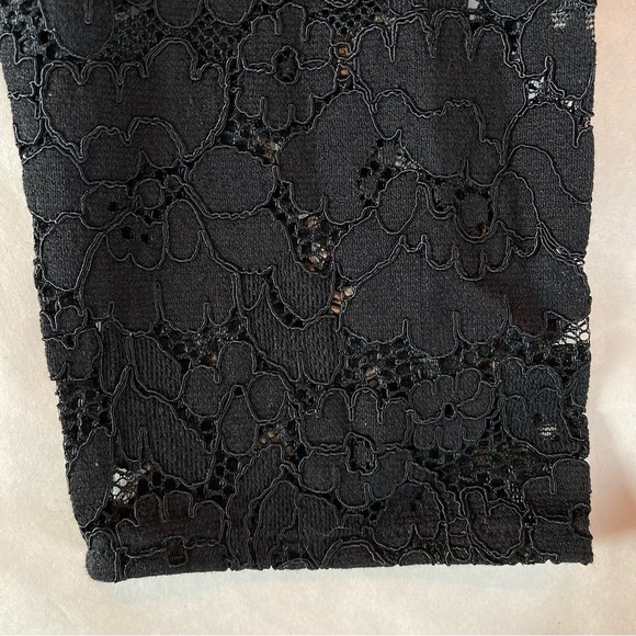 H&M Black Lace Bodycon Deep V-neck Mini Dress Long Sleeves (Size 14) - Picture 11 of 16